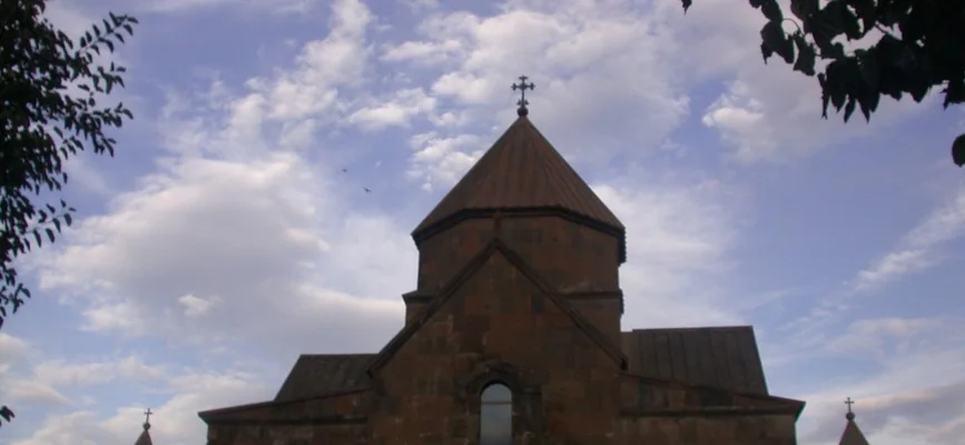 Saint Gayane Church and its green courtyard in Echmiatsin